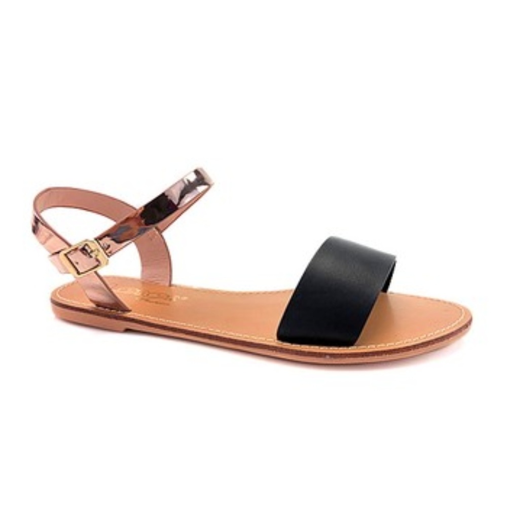 New Aleka Black & Rose Gold Contrast Sandals